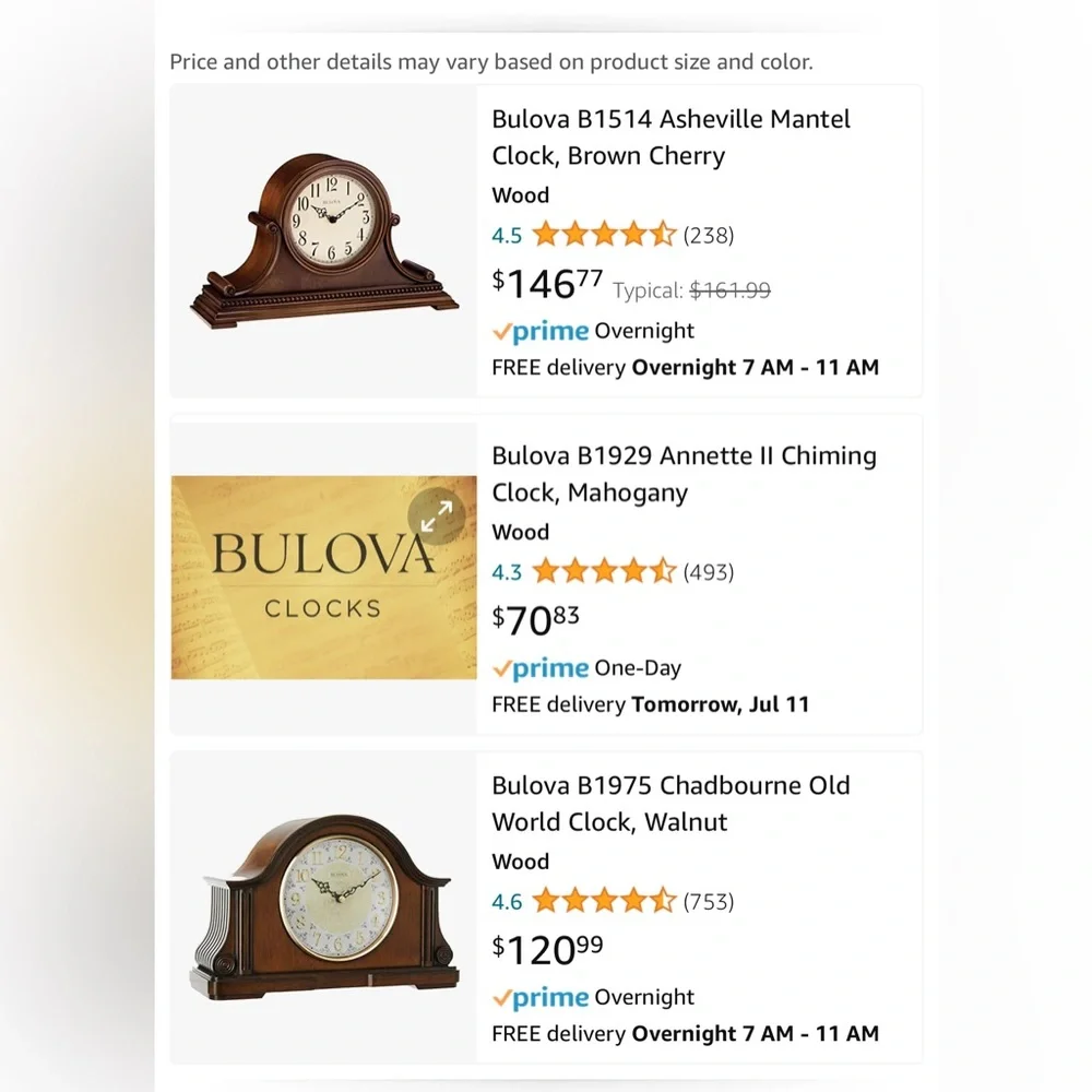 Bulova mantle clock - Picture 6 of 6